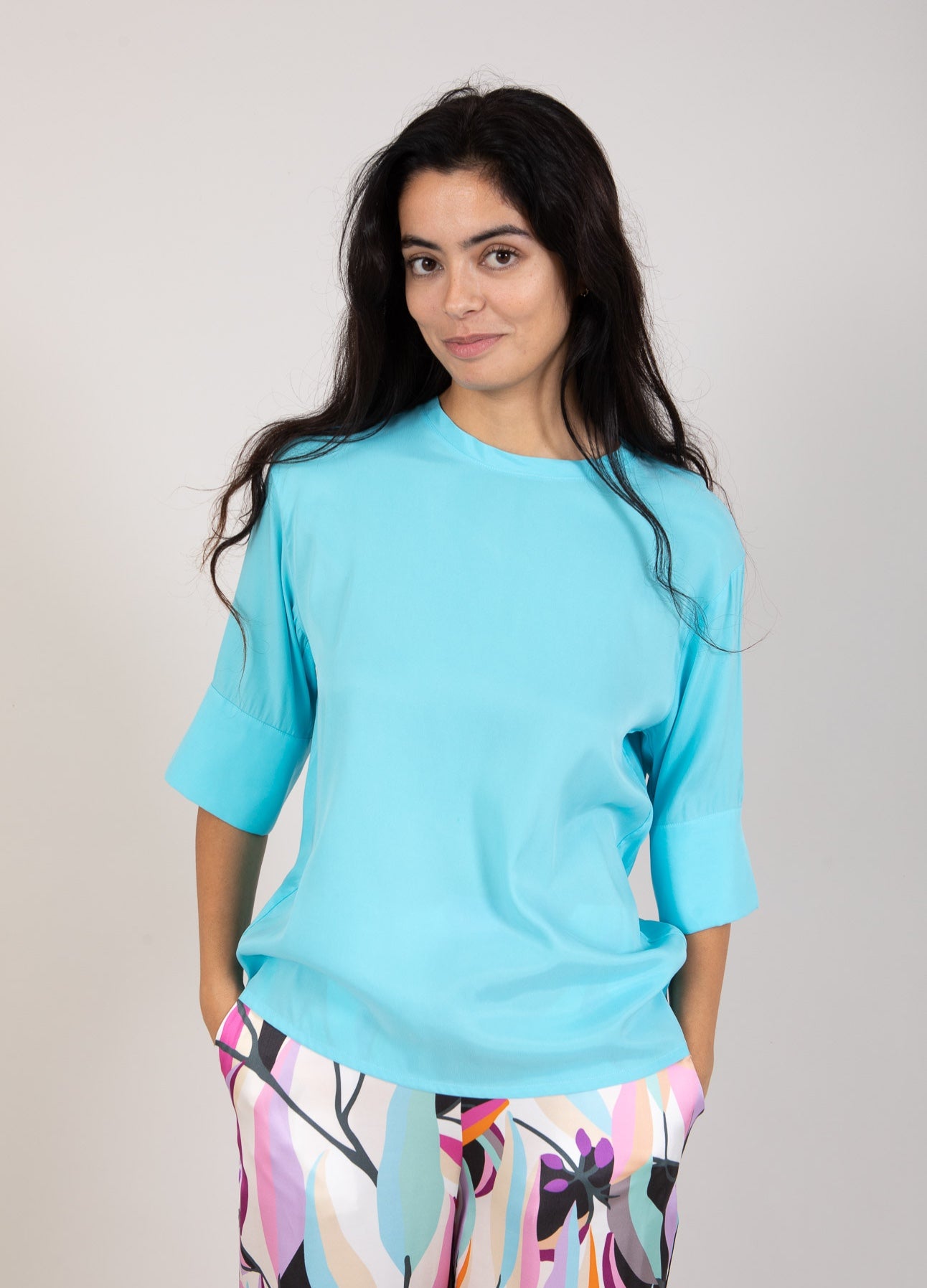 Coster Copenhagen BLUSE MIT BREITER MANSCHETTE Shirt/Blouse Aqua blue - 585