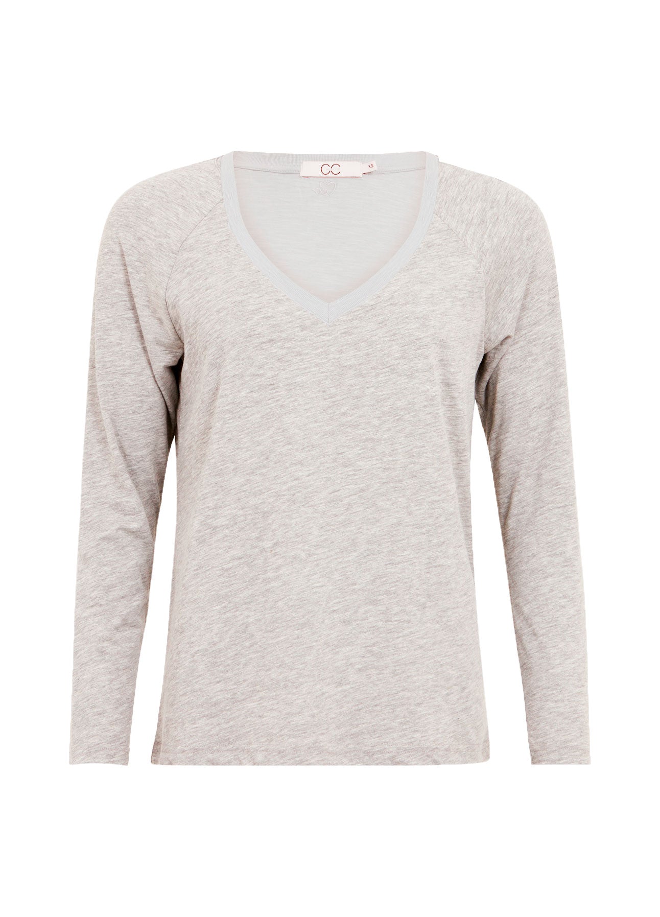 CC Heart CC HEART LANGARM V-AUSSCHNITT T-SHIRT T-Shirt Light grey melange - 129