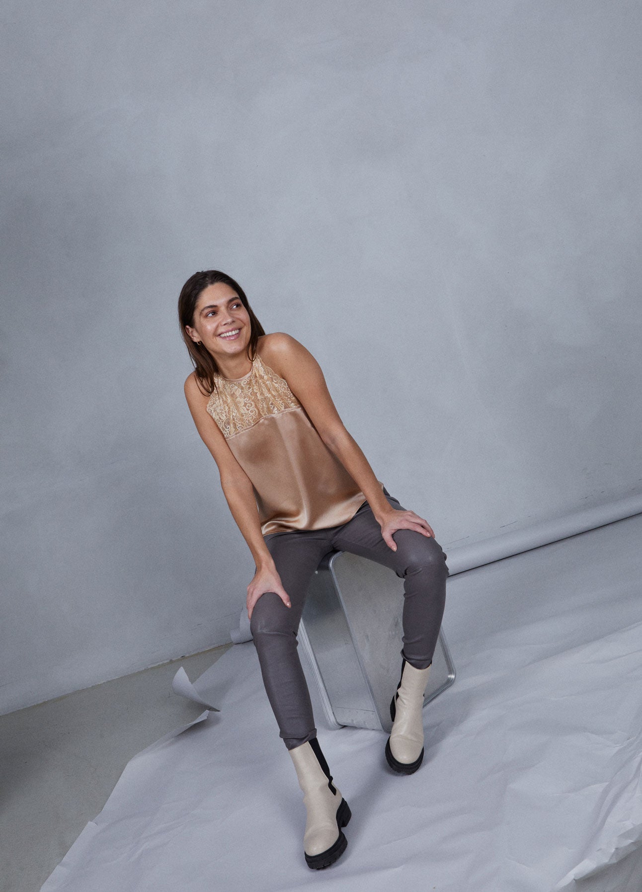 CC Heart CC HEART LEGGINGS AUS LEDER Pants Grey Mud - 141