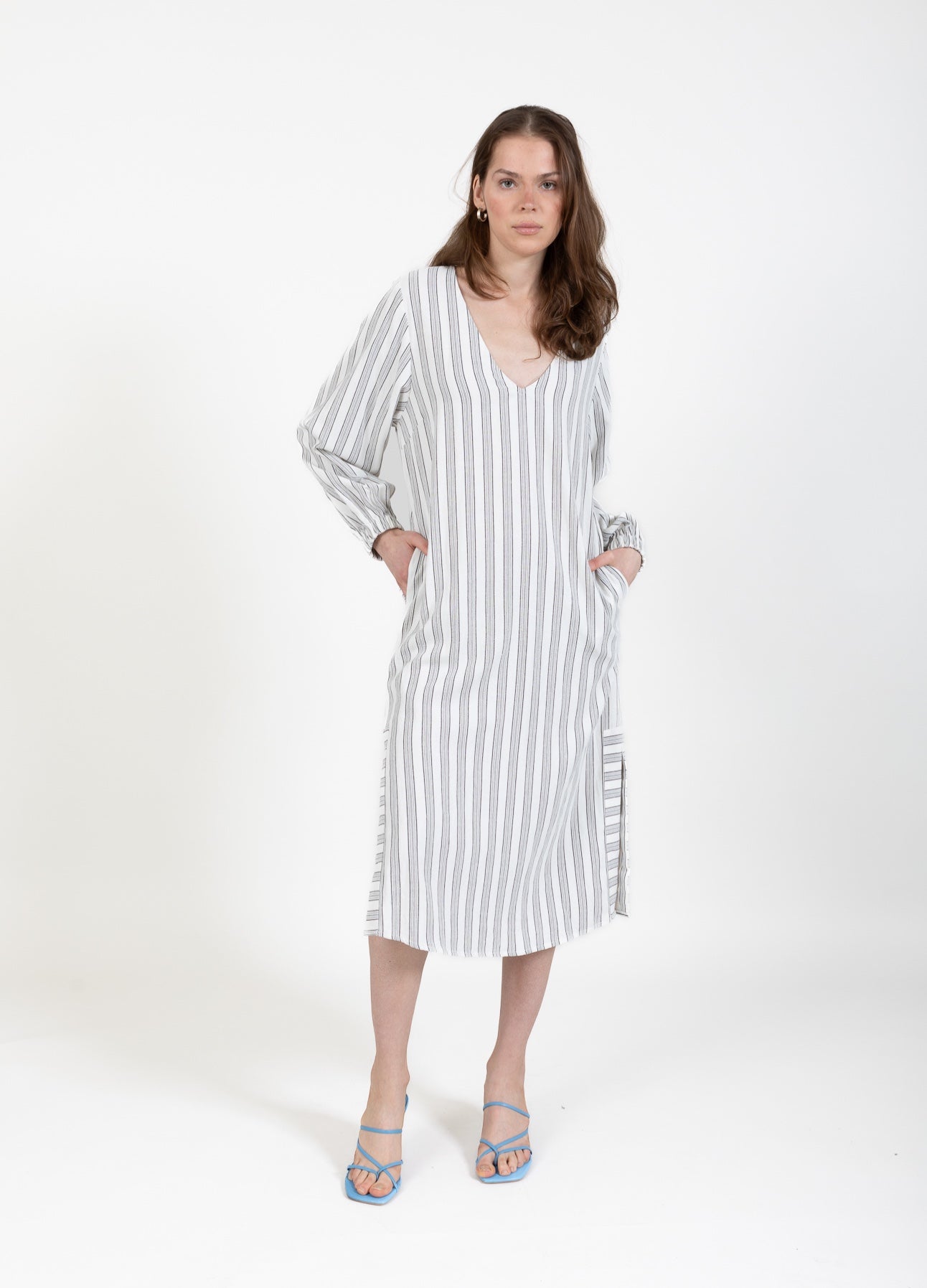CC Heart CC HEART LINA LOCKERES KLEID IN LEINENOPTIK Dress Cream/black stripes - 235
