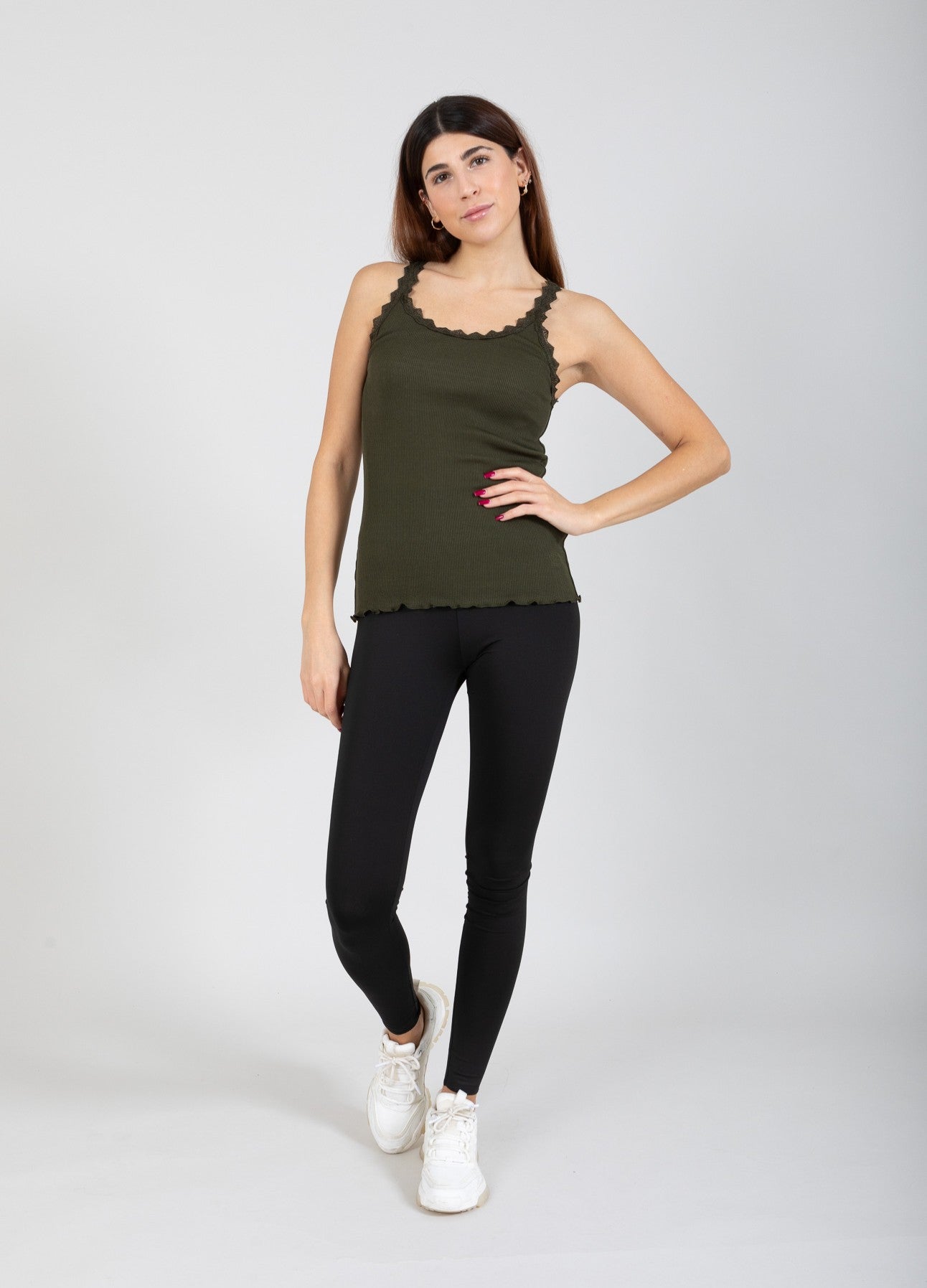 CC Heart CC HEART SEIDEN-TRÄGERTOP MIT SPITZE Top - Short sleeve Hunter Green - 486