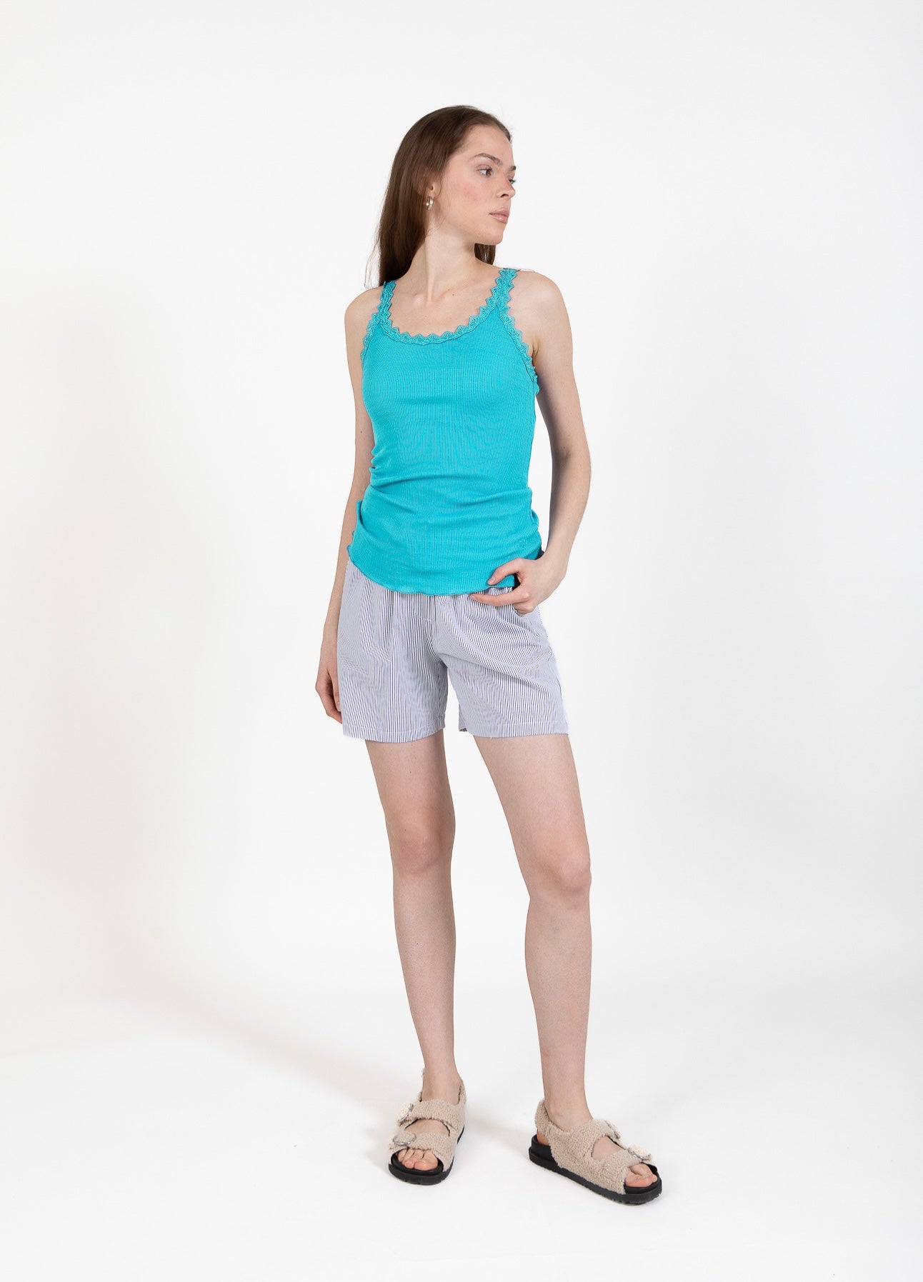 CC Heart CC HEART SEIDEN-TRÄGERTOP MIT SPITZE Top - Short sleeve Aqua blue - 585