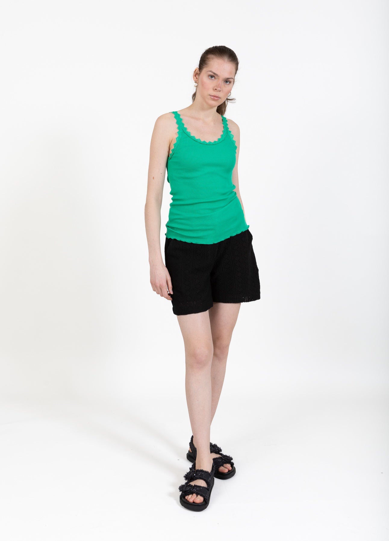 CC Heart CC HEART SEIDEN-TRÄGERTOP MIT SPITZE Top - Short sleeve Emerald green - 402