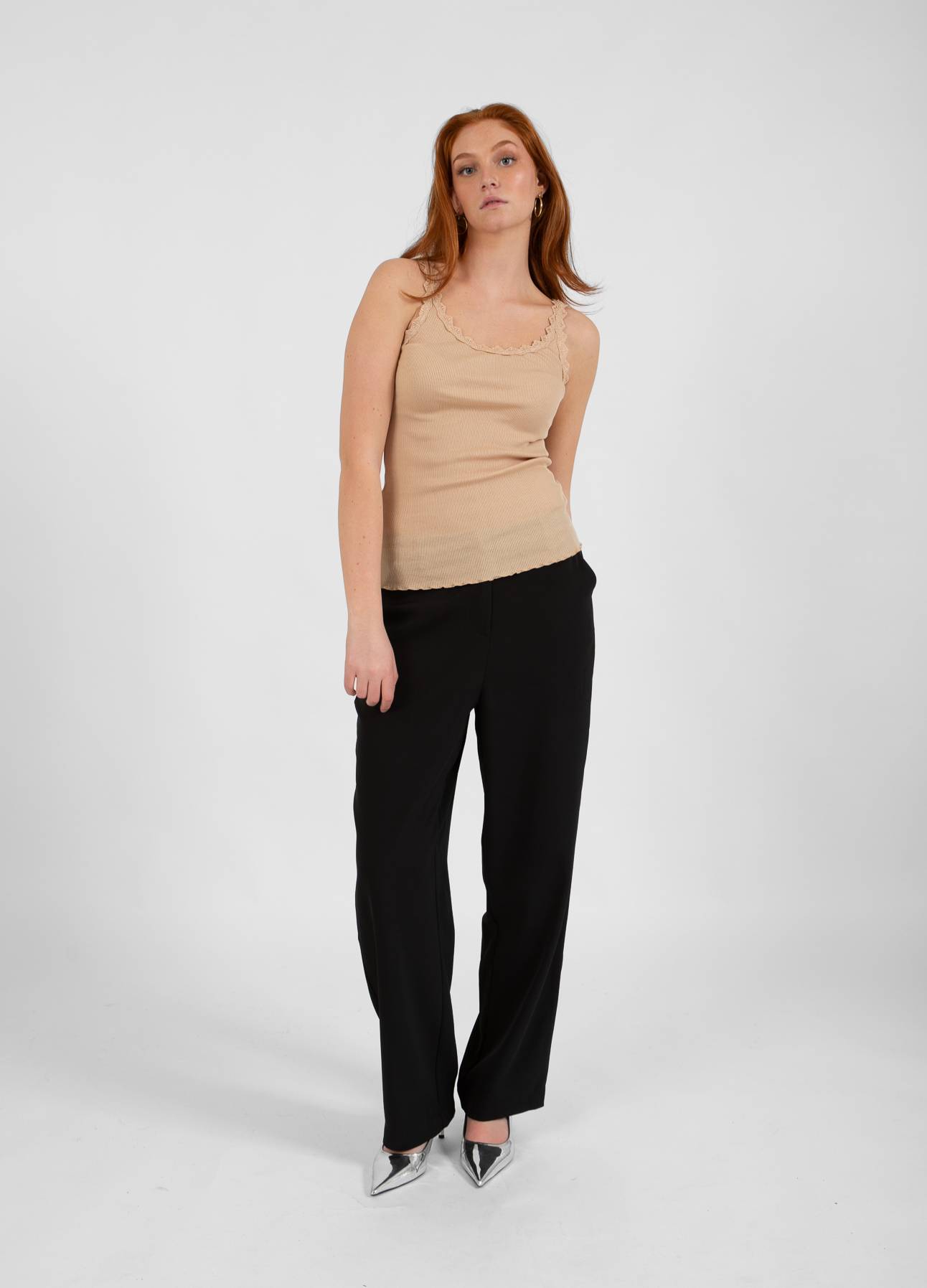 CC Heart CC HEART SEIDEN-TRÄGERTOP MIT SPITZE Top - Short sleeve Tan - 342