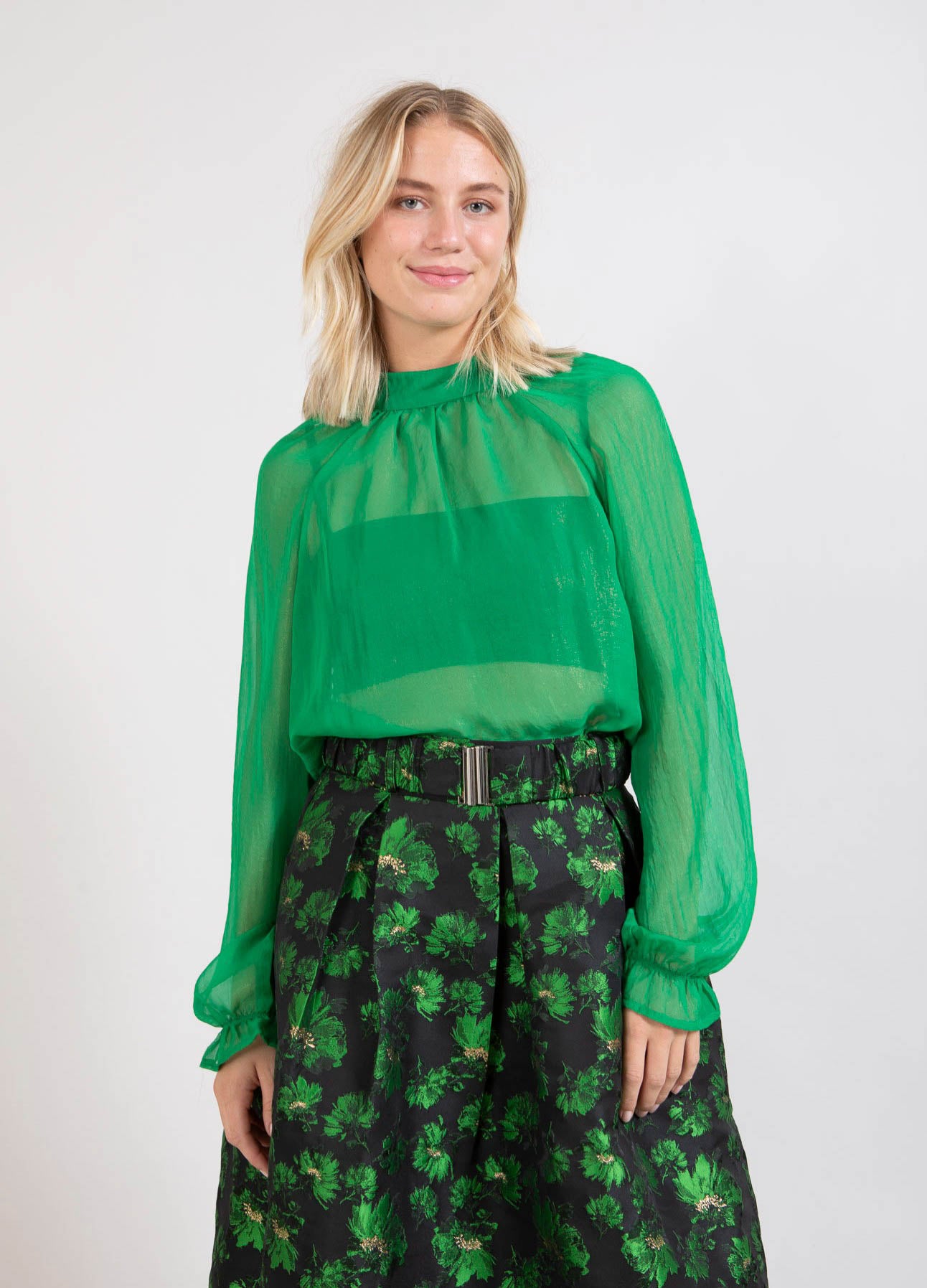 Coster Copenhagen  CHIFFON-BLUSE Shirt/Blouse Metallic green - 490