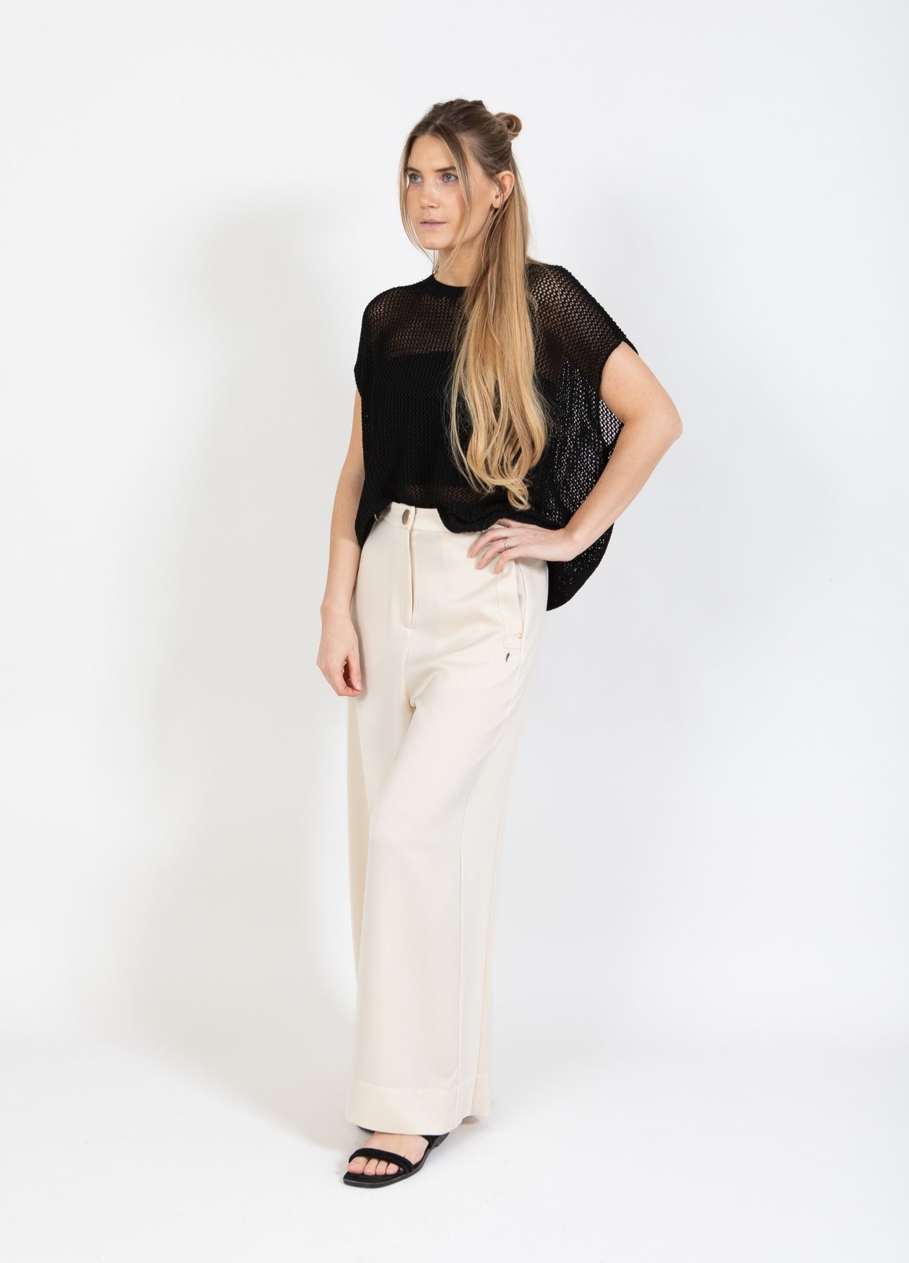 Coster Copenhagen GLÄNZENDE WEITE HOSE - STELLA FIT Pants Creme - 241