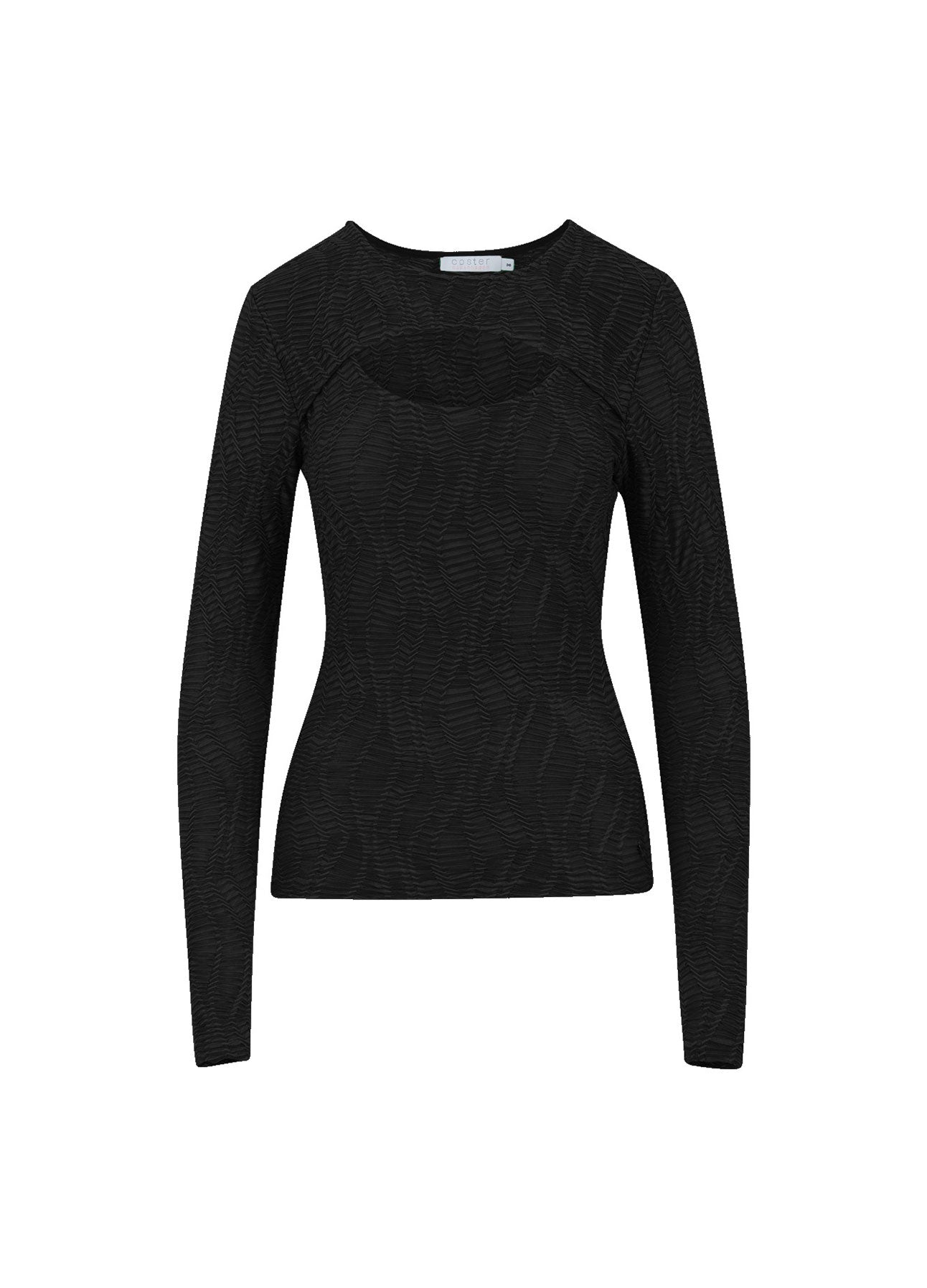 Coster Copenhagen   LANGARM T-SHIRT MIT STRUKTUR  Shirt/Blouse Black - 100
