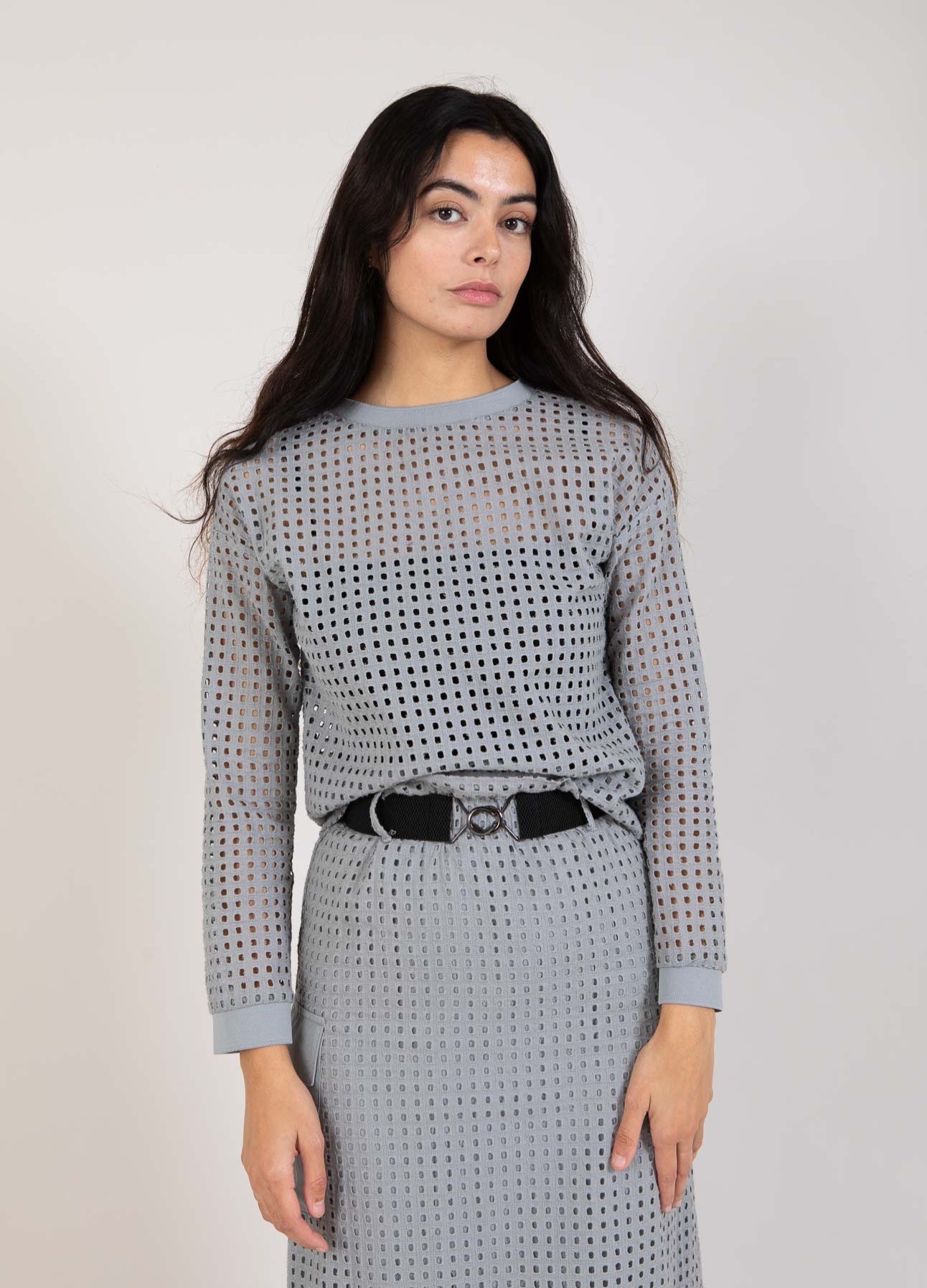 Coster Copenhagen MESH TOP MIT LANGEN ÄRMELN Shirt/Blouse Dark Grey - 181