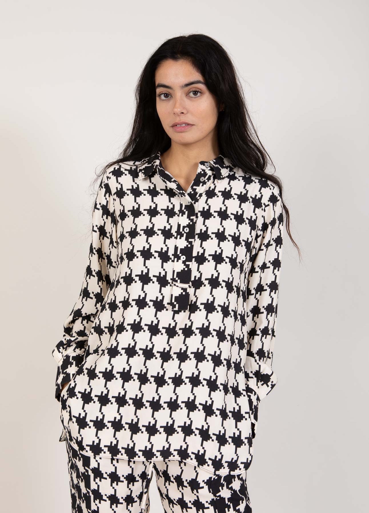 Coster Copenhagen HEMD MIT HAHNENZAHN-MISCHDRUCK Shirt/Blouse Houndstooth mix print - 901