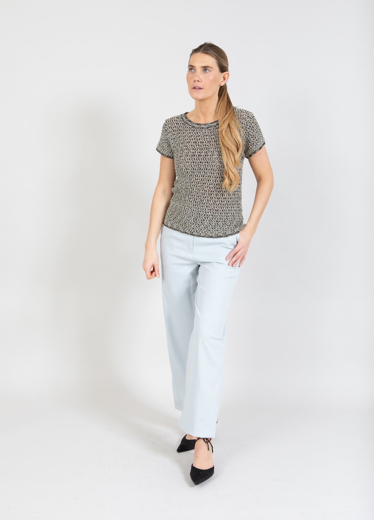 Coster Copenhagen STRICK MIT TEXTUR Knitwear Black/creme stripe - 190