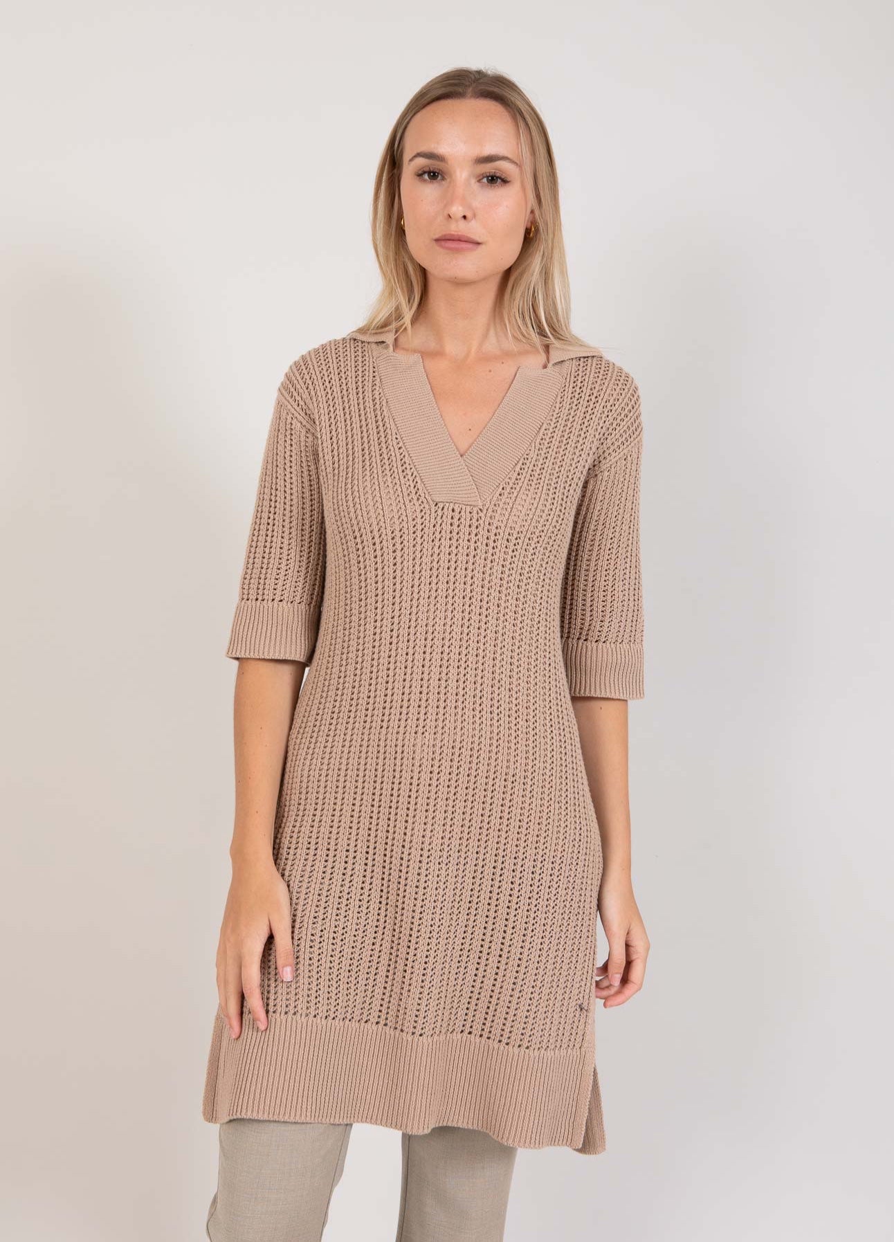 Coster Copenhagen TUNIKA AUS OFFENEM STRICK Knitwear Beige - 399