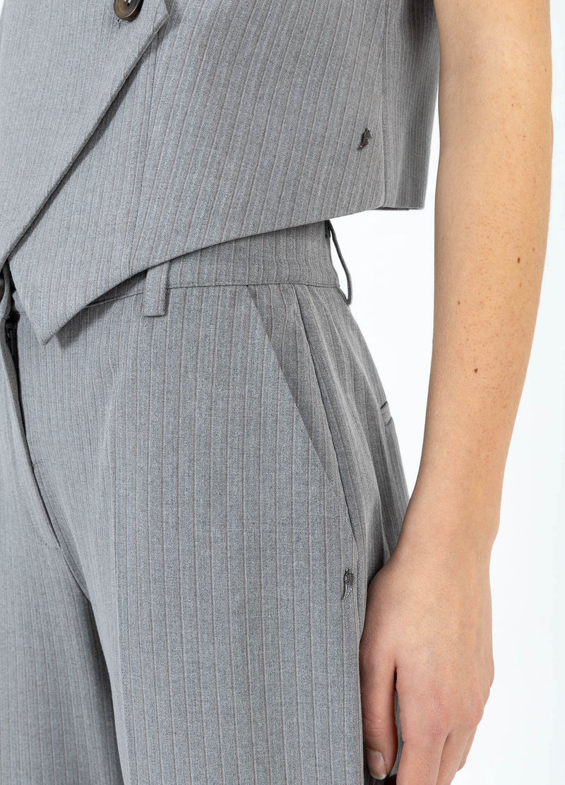 Coster Copenhagen ANZUGHOSE - PETRA PASSFORM Pants Mist grey pin stripe - 175