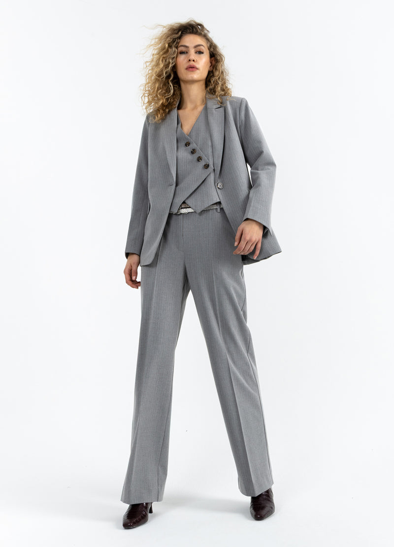 Coster Copenhagen ANZUGHOSE - PETRA PASSFORM Pants Mist grey pin stripe - 175