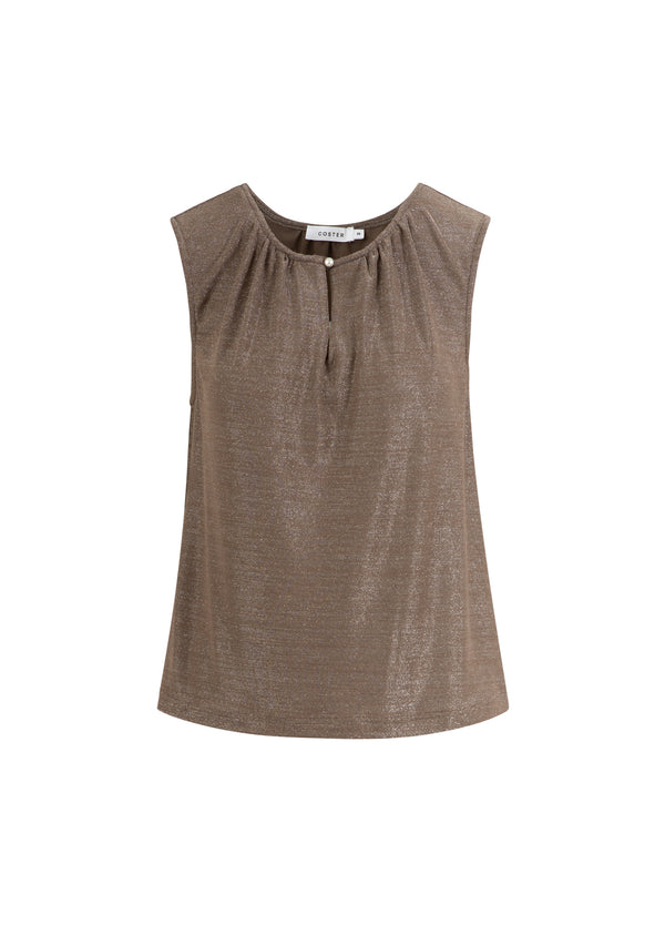 Coster Copenhagen ÄRMELLOSE LUREX TOP Shirt/Blouse Taupe sand - 393