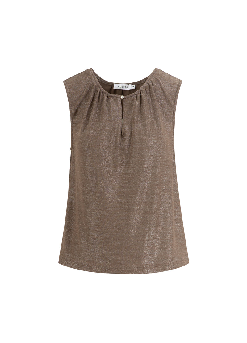 Coster Copenhagen ÄRMELLOSE LUREX TOP Shirt/Blouse Taupe sand - 393