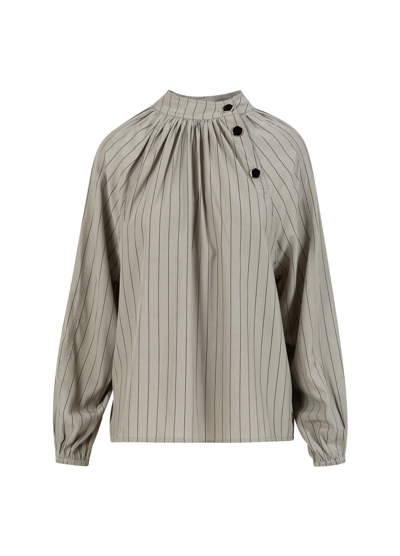 Coster Copenhagen ASYMMETRISCHES SHIRT Shirt/Blouse Dusty green/black stripes - 477