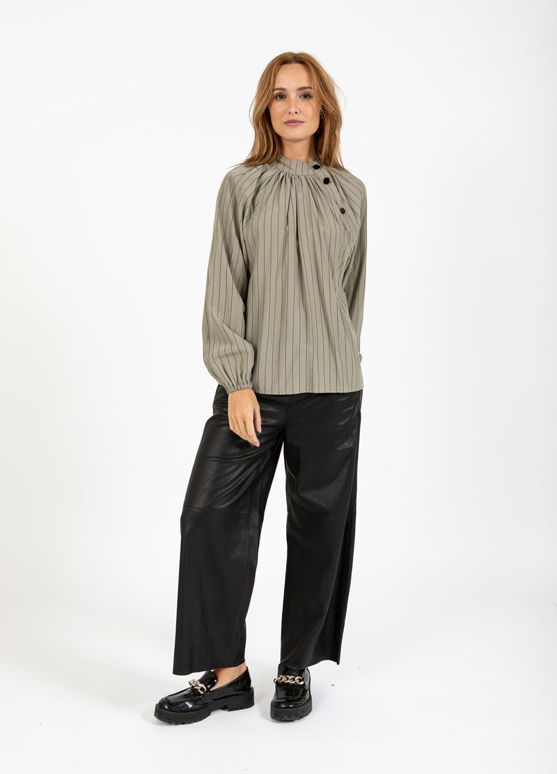 Coster Copenhagen ASYMMETRISCHES SHIRT Shirt/Blouse Dusty green/black stripes - 477