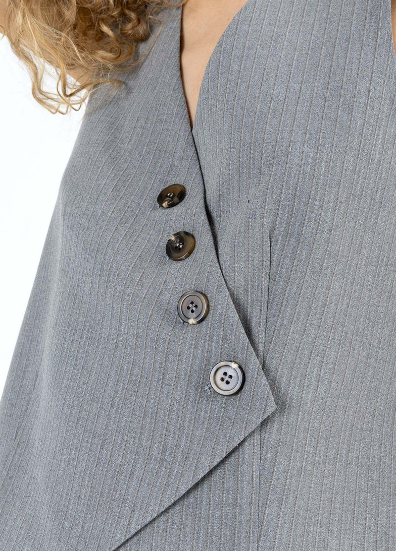 Coster Copenhagen ASYMMETRISCHE WESTE Vest Mist grey pin stripe - 175