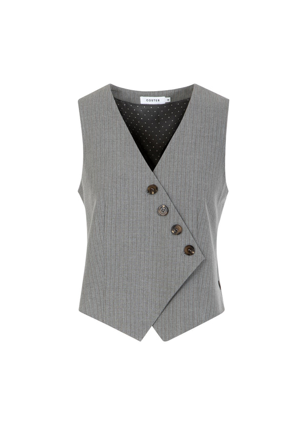 Coster Copenhagen ASYMMETRISCHE WESTE Vest Mist grey pin stripe - 175