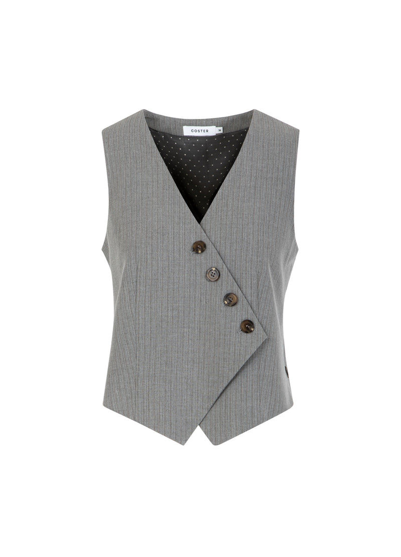 Coster Copenhagen ASYMMETRISCHE WESTE Vest Mist grey pin stripe - 175