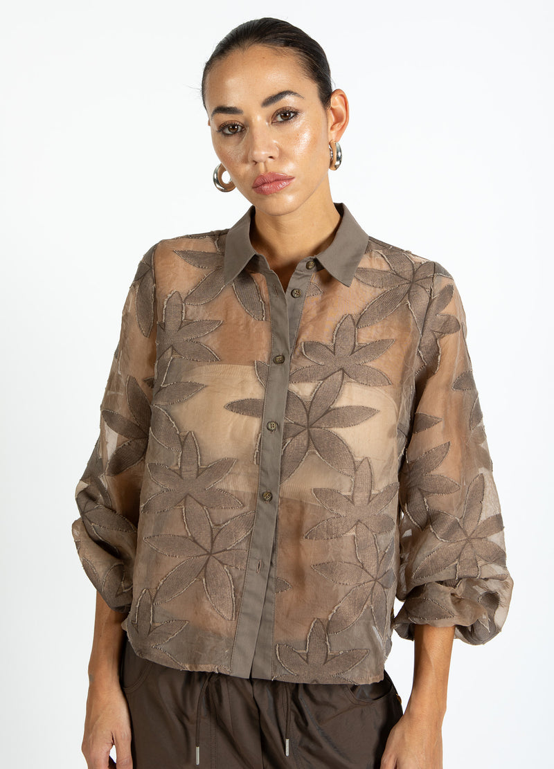 Coster Copenhagen BLUMENSTRUKTURHEMD Shirt/Blouse Taupe sand - 393