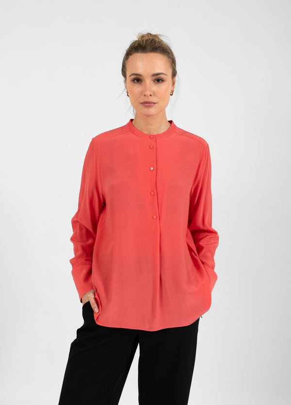 Coster Copenhagen BLUSE MIT GEFALTETER KNOPFLEISTE Shirt/Blouse Hot coral - 685