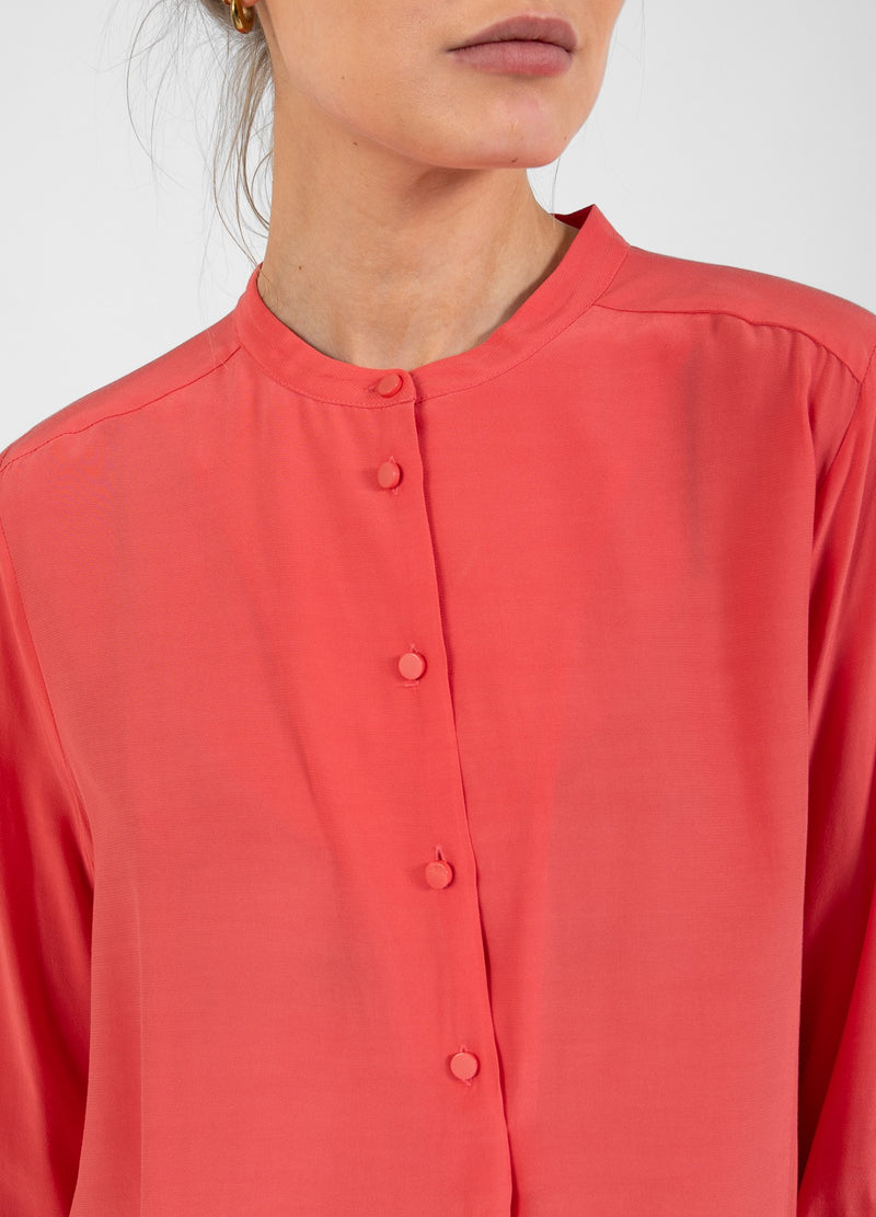 Coster Copenhagen BLUSE MIT GEFALTETER KNOPFLEISTE Shirt/Blouse Hot coral - 685