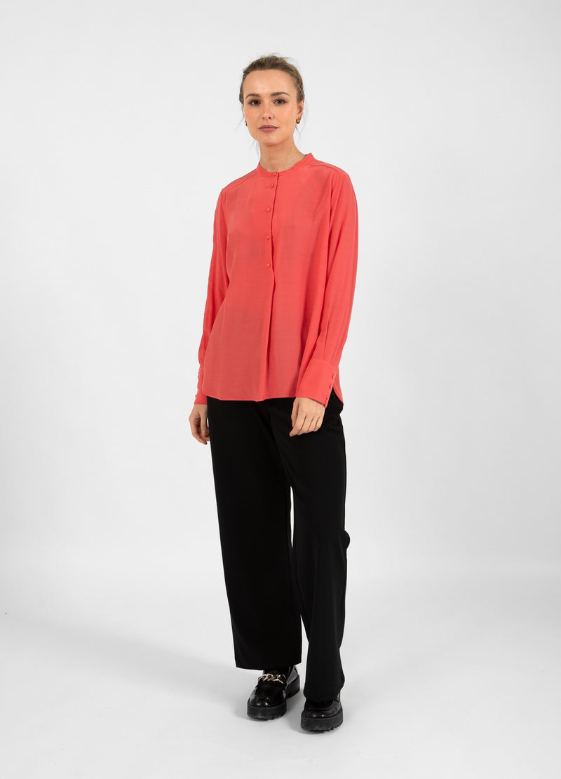 Coster Copenhagen BLUSE MIT GEFALTETER KNOPFLEISTE Shirt/Blouse Hot coral - 685