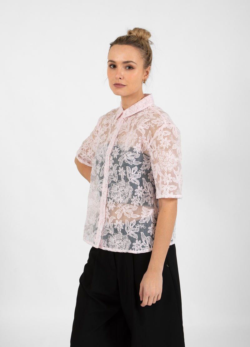 Coster Copenhagen BLUSE MIT SPITZE Shirt/Blouse Powder rose - 686