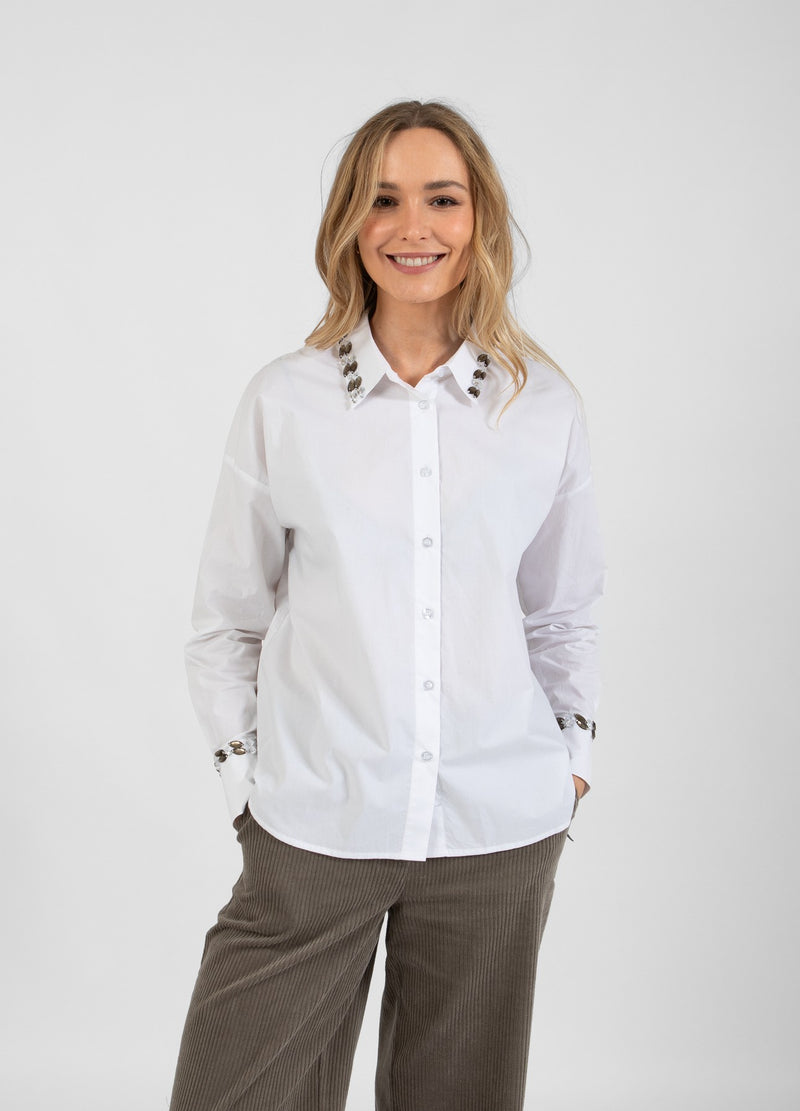 Coster Copenhagen BLUSE MIT STEINEN Shirt/Blouse White - 200