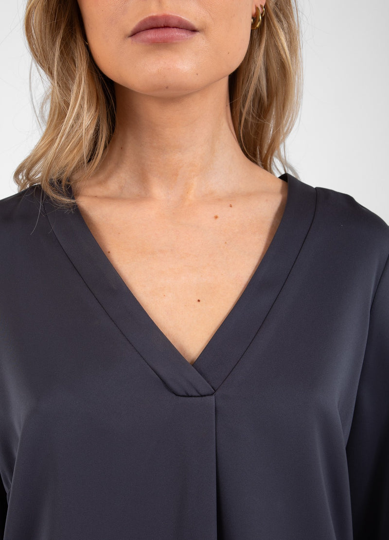 Coster Copenhagen BLUSE MIT V-AUSSCHNITT Shirt/Blouse Dark grey - 158