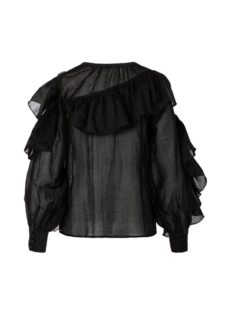 Coster Copenhagen BLUSE MIT VOLANTS Shirt/Blouse Black - 100