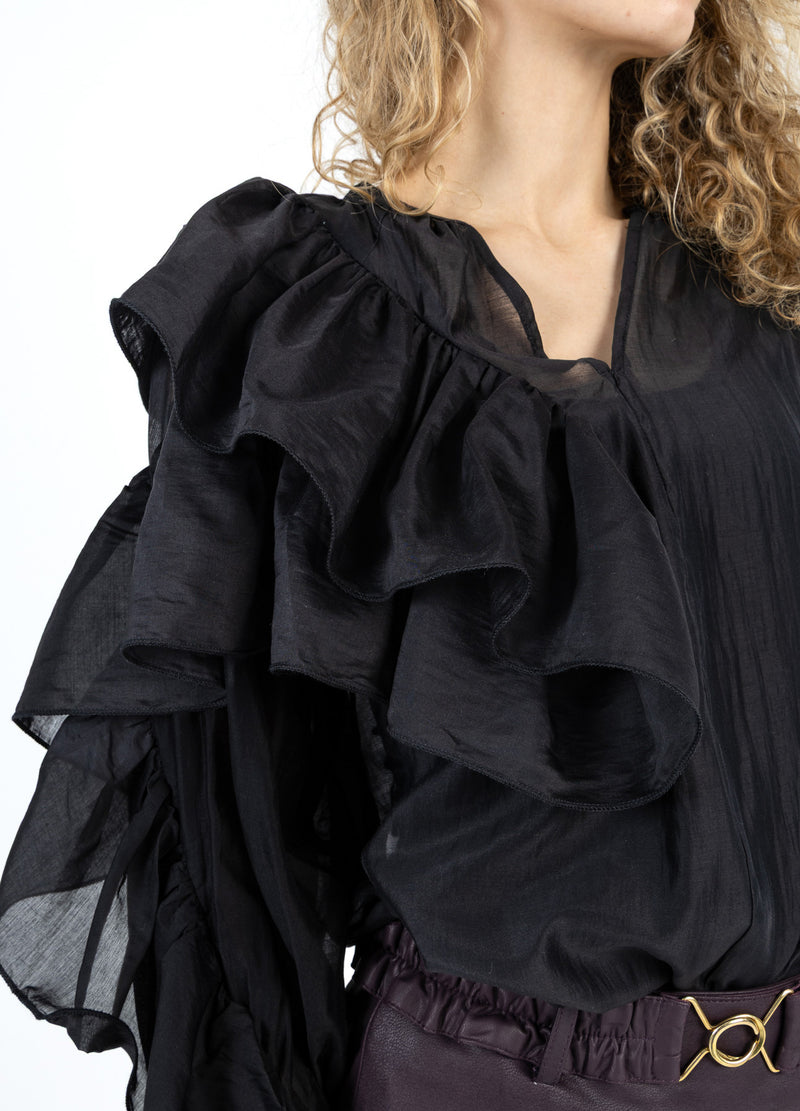 Coster Copenhagen BLUSE MIT VOLANTS Shirt/Blouse Black - 100