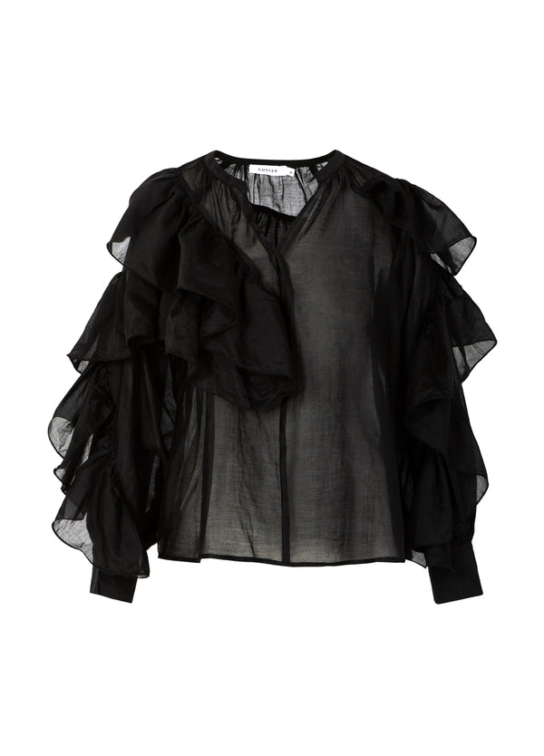 Coster Copenhagen BLUSE MIT VOLANTS Shirt/Blouse Black - 100
