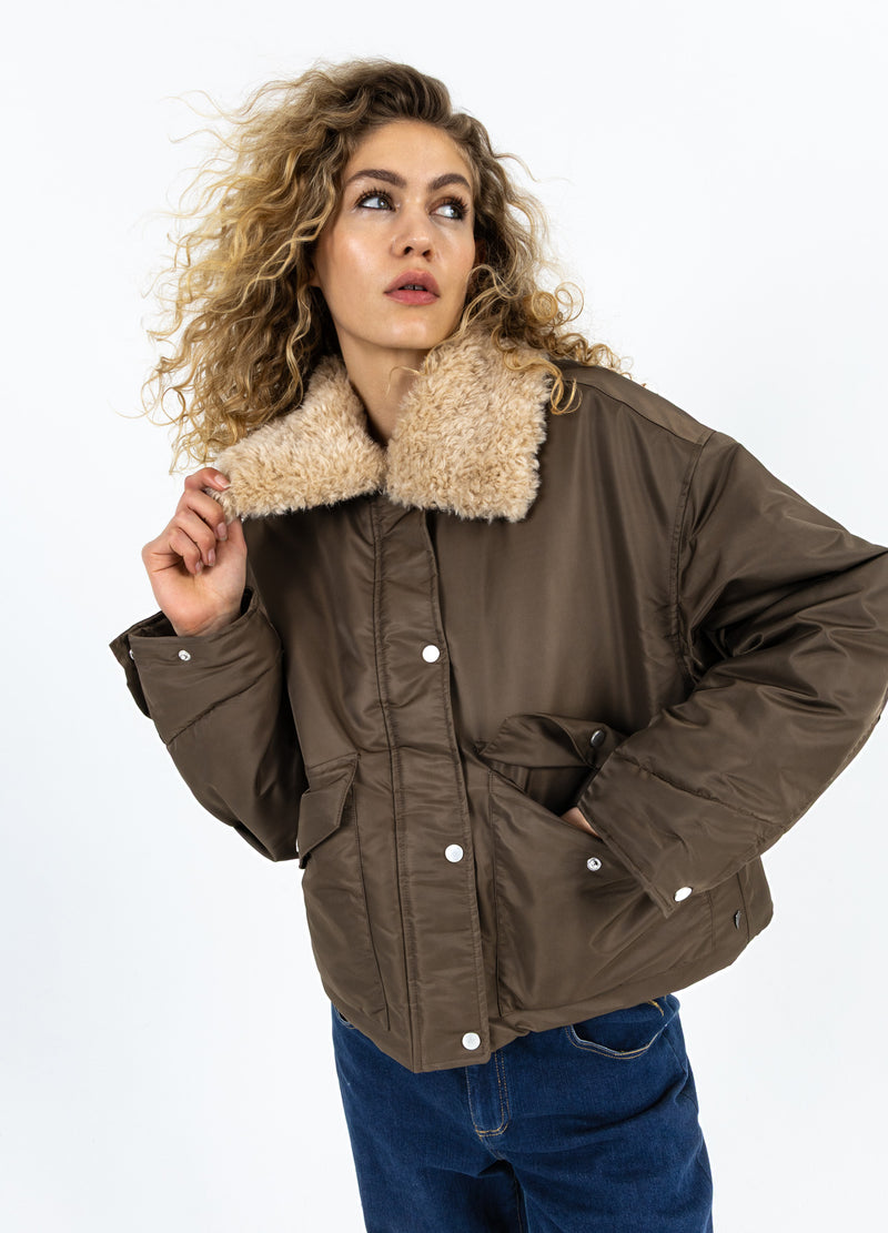 Coster Copenhagen BOMBERJACKE MIT PELZKRAGEN Outerwear Brown - 358