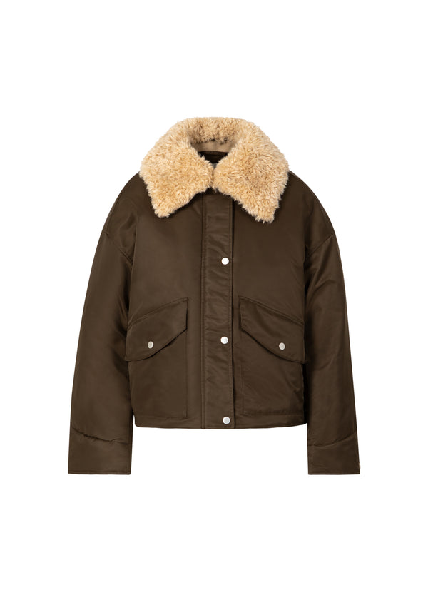 Coster Copenhagen BOMBERJACKE MIT PELZKRAGEN Outerwear Brown - 358