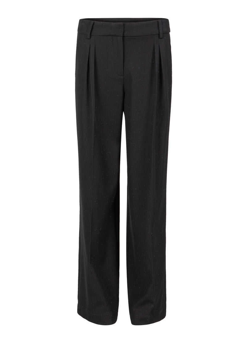 Coster Copenhagen BREITE GLÄNZENDE HOSE - PETRA FIT Pants Black - 100