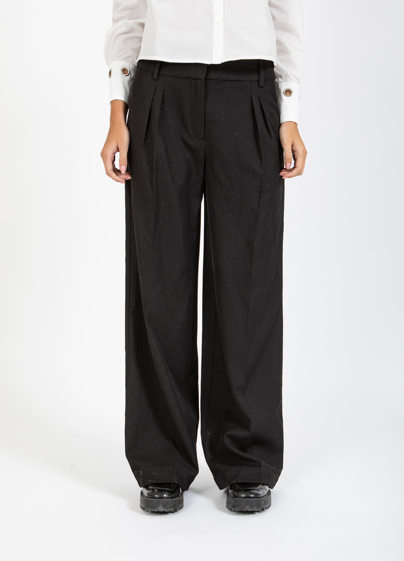 Coster Copenhagen BREITE GLÄNZENDE HOSE - PETRA FIT Pants Black - 100