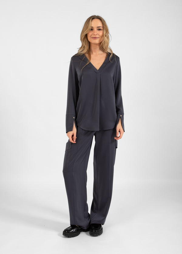 Coster Copenhagen CARGOHOS IN SATIN - PETRA FIT Pants Dark grey - 158