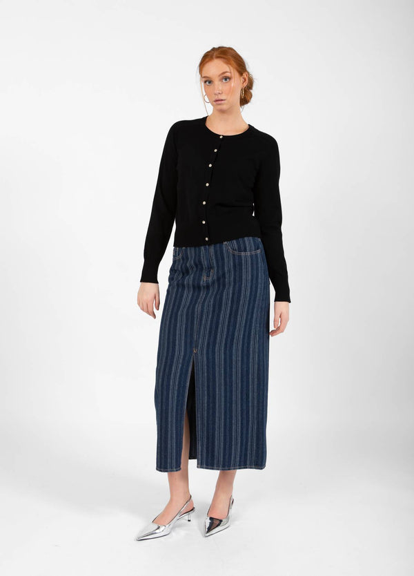 CC Heart CC HEART ALAIA LANGE ROCK Skirt Dark blue stripe denim - 512