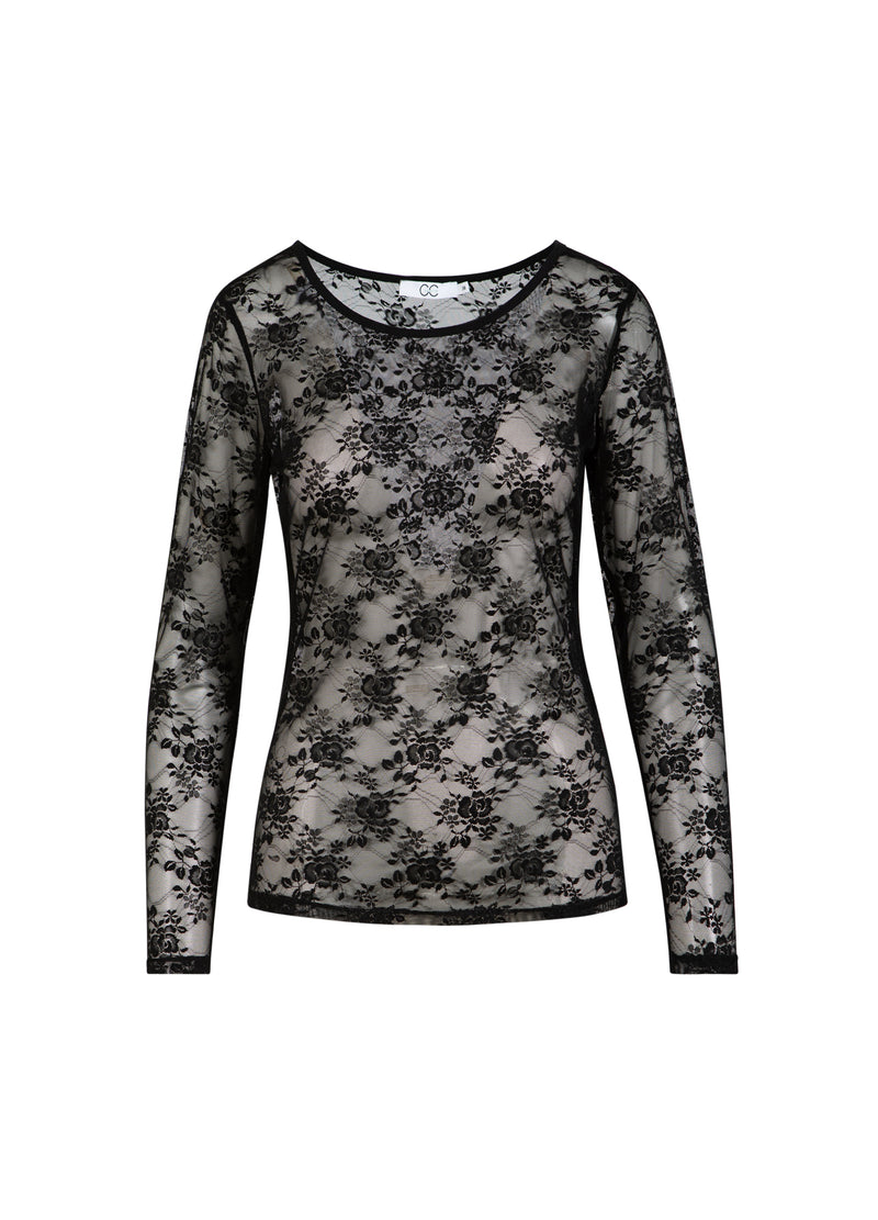 CC Heart CC HEART ALIZA SPITZE LANGARM-BLUSE Shirt/Blouse Black - 100