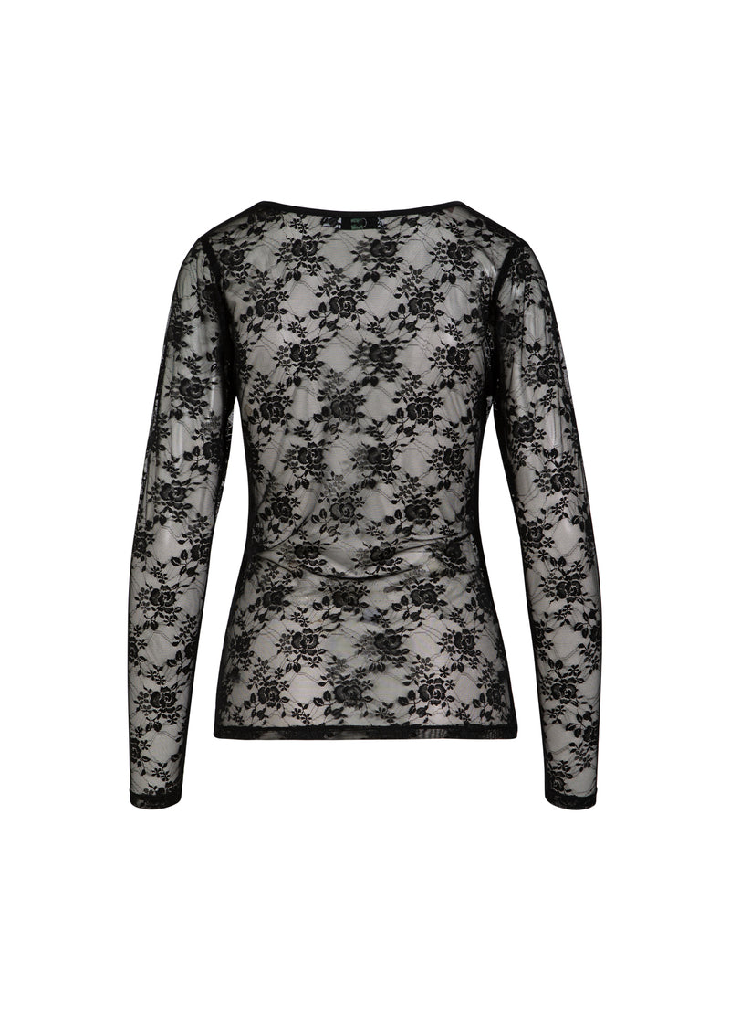 CC Heart CC HEART ALIZA SPITZE LANGARM-BLUSE Shirt/Blouse Black - 100