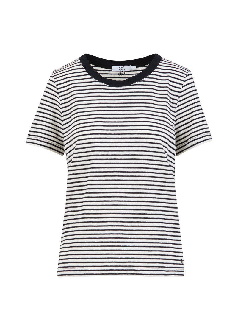 CC Heart CC HEART ANA GESTREIFTES KURZARM-T-SHIRT - MITTLERE ÄRMEL T-Shirt Cream/black/silver lurex - 287