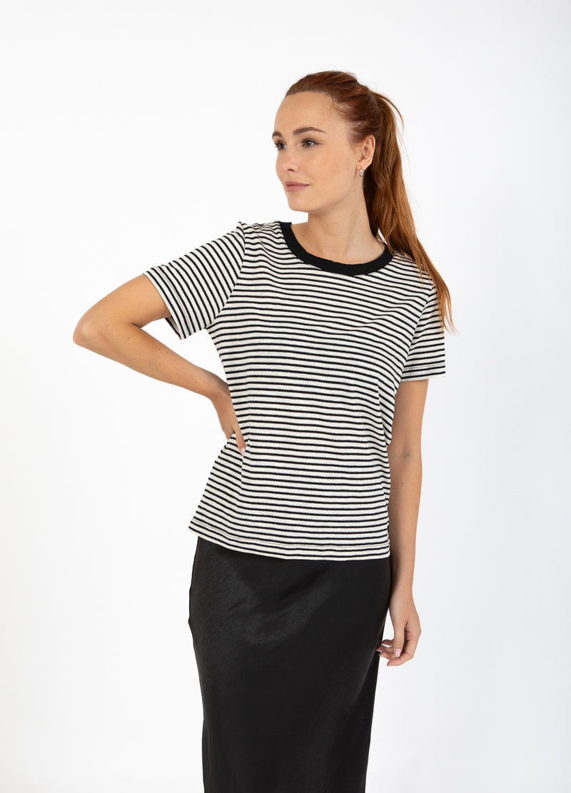 CC Heart CC HEART ANA GESTREIFTES KURZARM-T-SHIRT - MITTLERE ÄRMEL T-Shirt Cream/black/silver lurex - 287