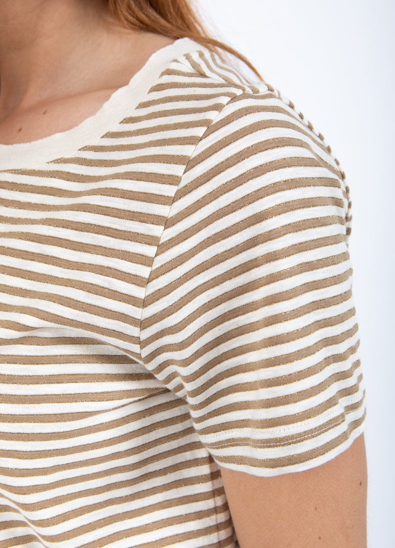 CC Heart CC HEART ANA GESTREIFTES KURZARM-T-SHIRT - MITTLERE ÄRMEL T-Shirt Cream/warm sand/gold lurex - 288