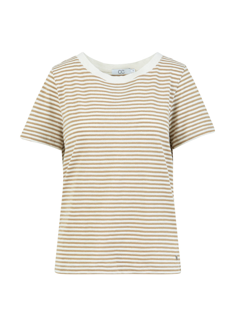 CC Heart CC HEART ANA GESTREIFTES KURZARM-T-SHIRT - MITTLERE ÄRMEL T-Shirt Cream/warm sand/gold lurex - 288