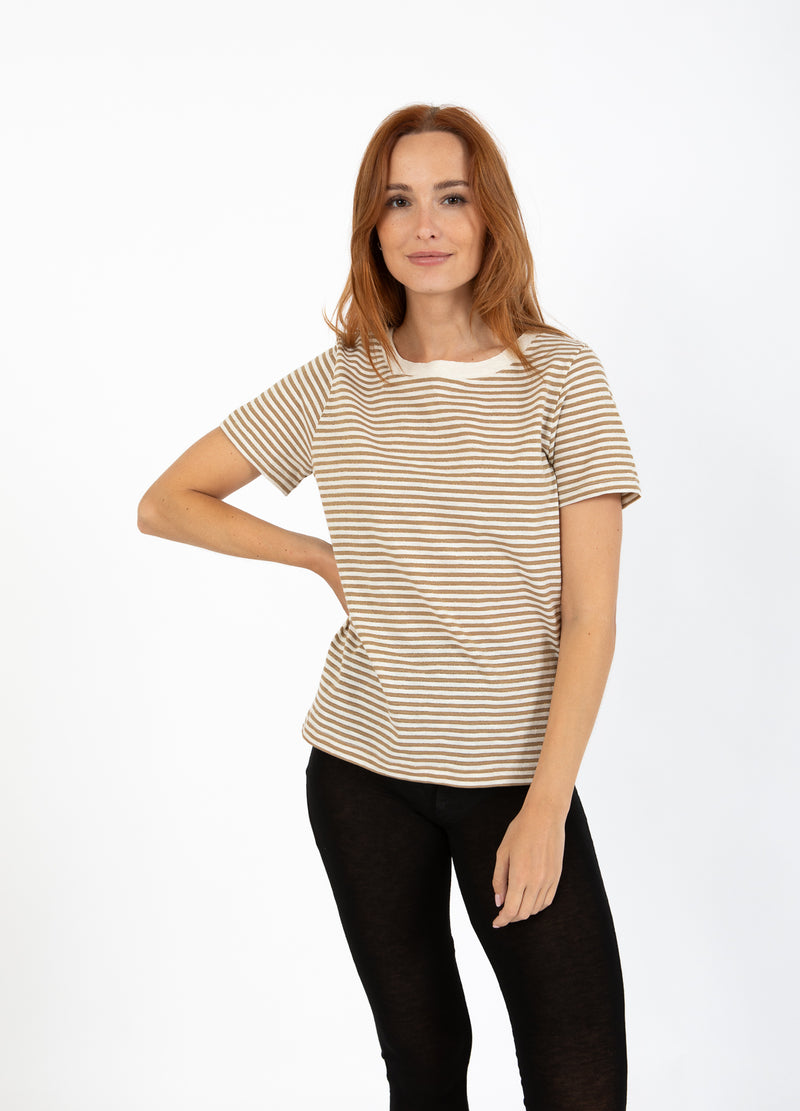 CC Heart CC HEART ANA GESTREIFTES KURZARM-T-SHIRT - MITTLERE ÄRMEL T-Shirt Cream/warm sand/gold lurex - 288