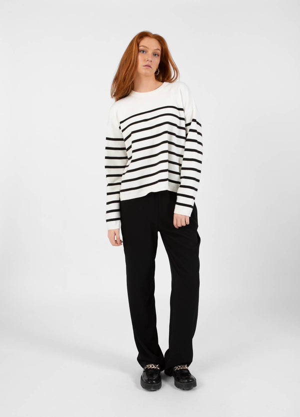 CC Heart CC HEART COLLINS STREIFEN OFFENER RÜCKENPULLOVER Knitwear Offwhite/black stripe - 256