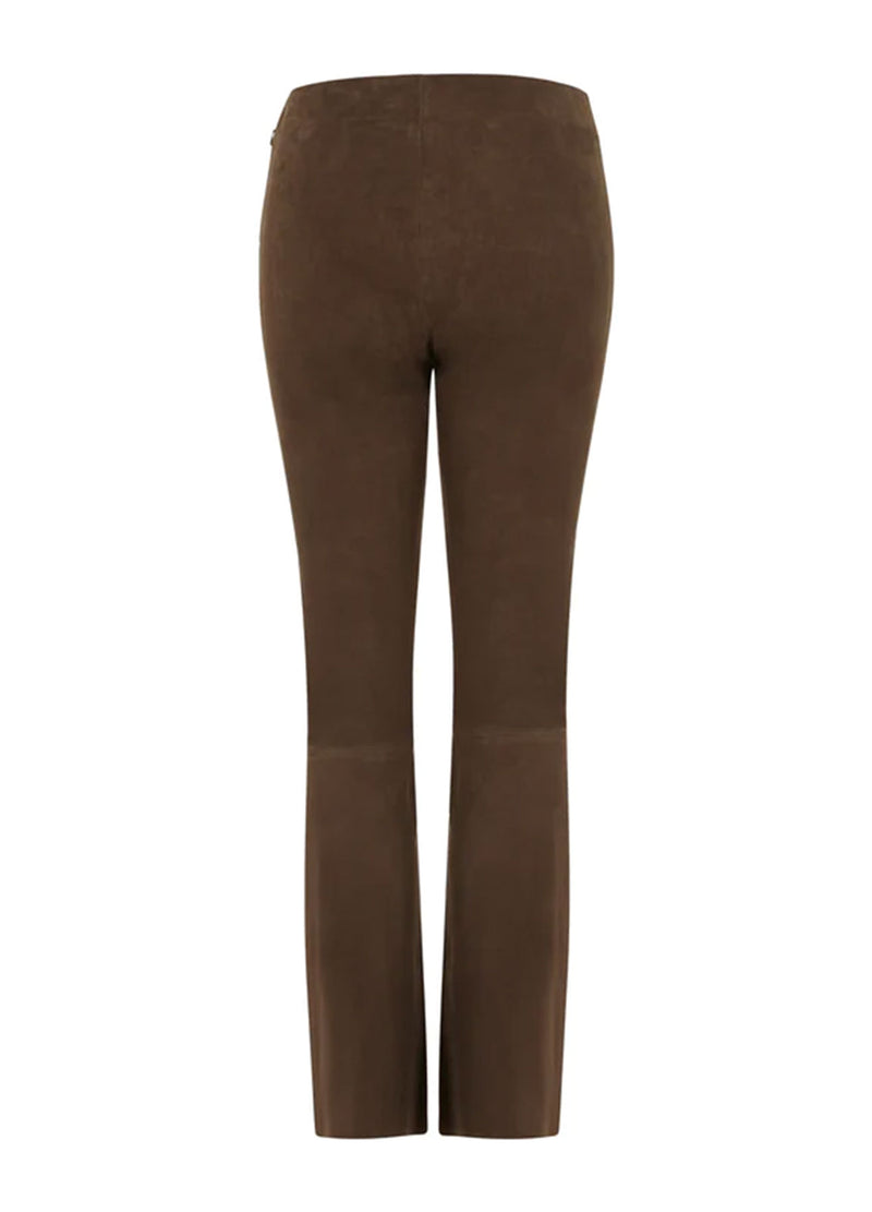 CC HEART CROPPED SUEDE LEGGINGS - Coffee