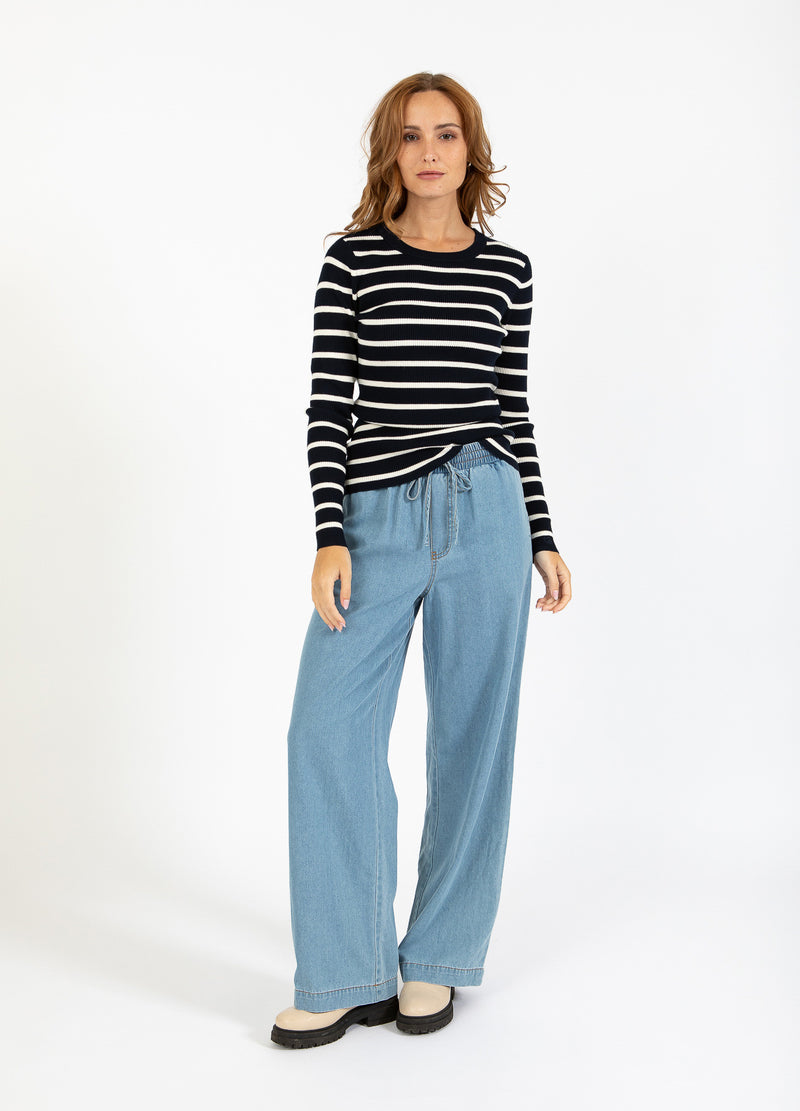 CC Heart  CC HEART ELENA STRICKBLUSE Knitwear Off white/navy stipes - 258